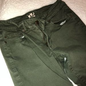 Green High Waist Stretch Jeggings